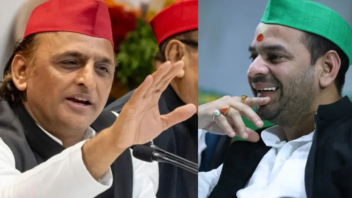 तेजप्रताप यादव,  अखिलेश यादव,  अनफॉलो,  I.N.D.I.A. गठबंधन,  सीट शेयरिंग,  दशहरा,  पटना,  पोस्टर,  प्रशांत किशोर,  चारा चोर